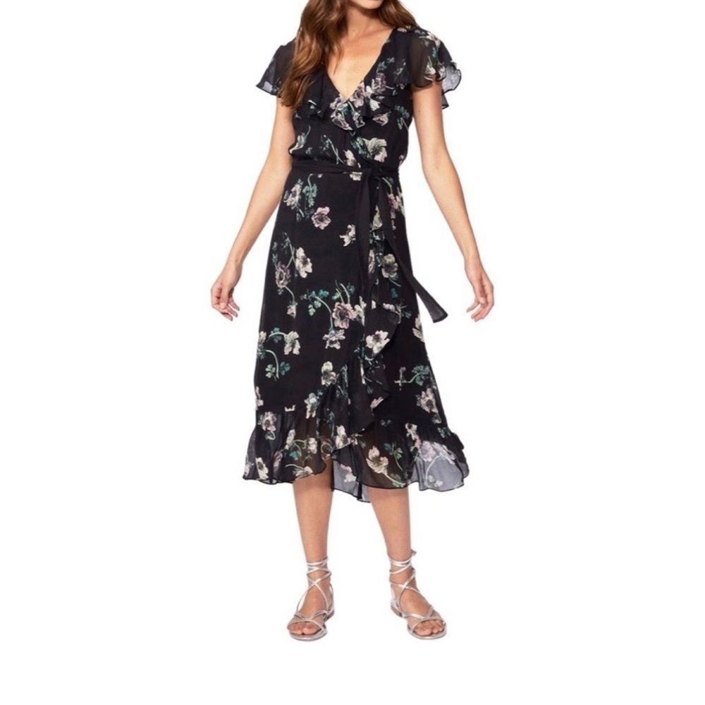 PAIGE Palisades Cape Sleeve Silk Floral Dress - Size Medium